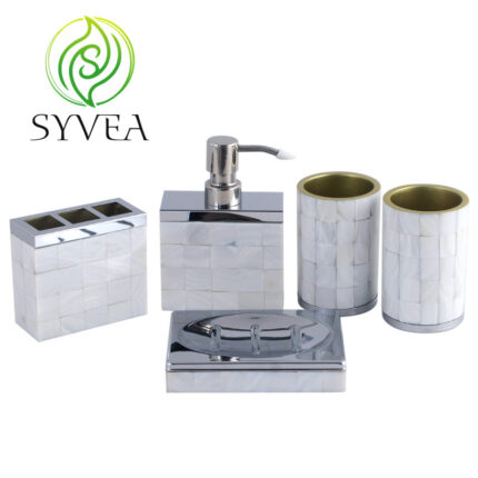 Hardware White Shell Bathroom Five Piece Set
